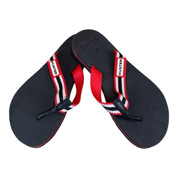 Hunter Red White Black Logo Flip-Flops Women’s Size 6 New Without Box - Picture 1 of 6